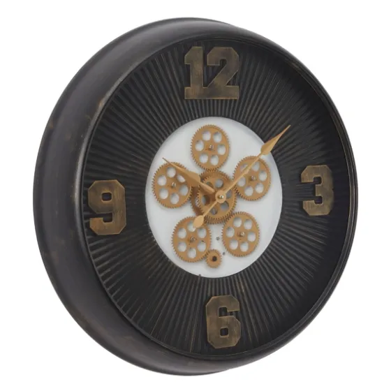 Black Iron Frame Bronze Numeral Wall Clock-Kirkland's Home Discount