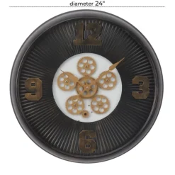 Black Iron Frame Bronze Numeral Wall Clock-Kirkland's Home Discount