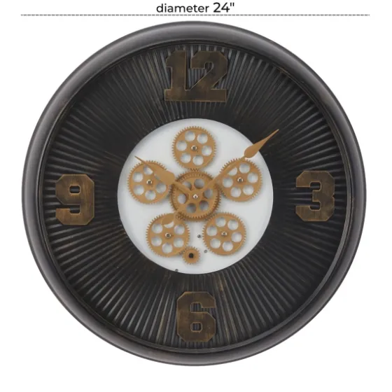 Black Iron Frame Bronze Numeral Wall Clock-Kirkland's Home Discount