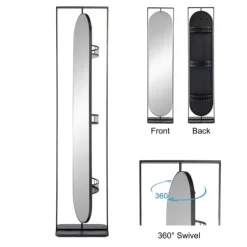 Black Iron Swivel Floor Mirror With Shelves-Kirkland's Home Fashion