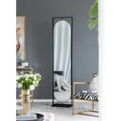 Black Iron Swivel Floor Mirror With Shelves-Kirkland's Home Fashion