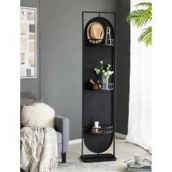 Black Iron Swivel Floor Mirror With Shelves-Kirkland's Home Fashion