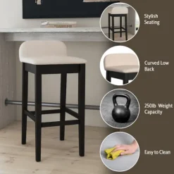 Black Lowback Padded Bar Stool-Kirkland's Home Best Sale