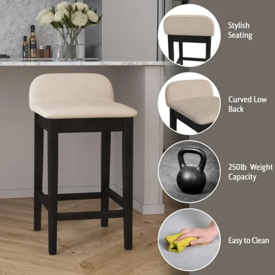 Black Lowback Padded Counter Stool-Kirkland's Home Shop