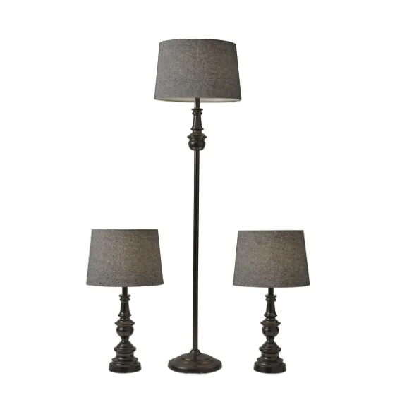 Black Lucas 3-Pc. Table And Floor Lamp Set-Kirkland's Home Fashion