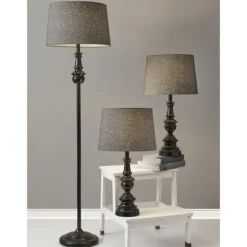 Black Lucas 3-Pc. Table And Floor Lamp Set-Kirkland's Home Fashion