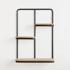 Black Metal & Natural Wood Rounded Edge Wall Shelf-Kirkland's Home Flash Sale