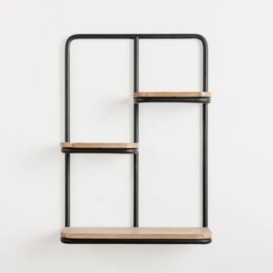Black Metal & Natural Wood Rounded Edge Wall Shelf-Kirkland's Home Flash Sale
