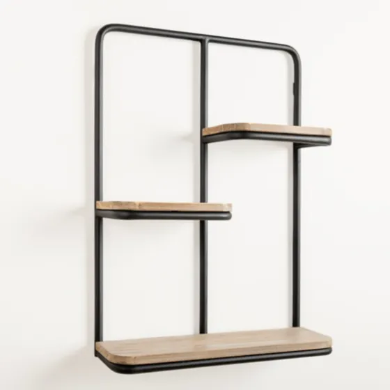 Black Metal & Natural Wood Rounded Edge Wall Shelf-Kirkland's Home Flash Sale