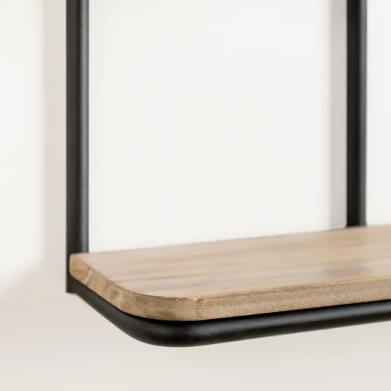 Black Metal & Natural Wood Rounded Edge Wall Shelf-Kirkland's Home Flash Sale