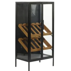 Black Metal And Brown Wood Standing Wine Rack-Kirkland's Home Store