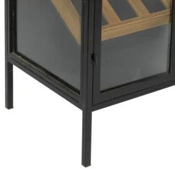 Black Metal And Brown Wood Standing Wine Rack-Kirkland's Home Store