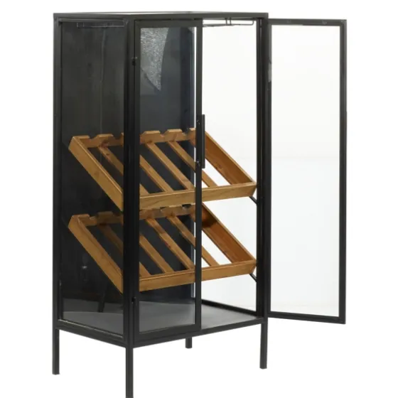 Black Metal And Brown Wood Standing Wine Rack-Kirkland's Home Store