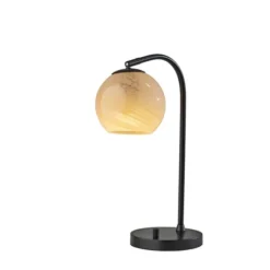 Black Metal And Frosted Glass Globe Table Lamp-Kirkland's Home Fashion