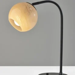 Black Metal And Frosted Glass Globe Table Lamp-Kirkland's Home Fashion