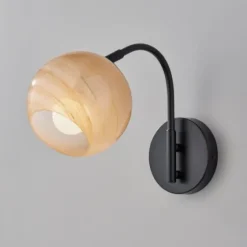 Black Metal And Frosted Glass Globe Sconce-Kirkland's Home Outlet
