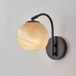 Black Metal And Frosted Glass Globe Sconce-Kirkland's Home Outlet