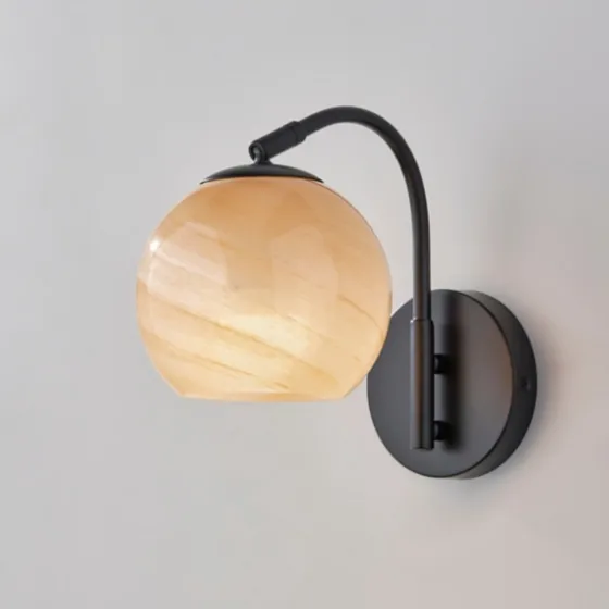 Black Metal And Frosted Glass Globe Sconce-Kirkland's Home Outlet