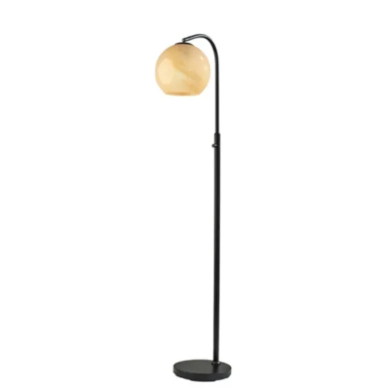 Black Metal And Frosted Glass Globe Floor Lamp-Kirkland's Home Outlet