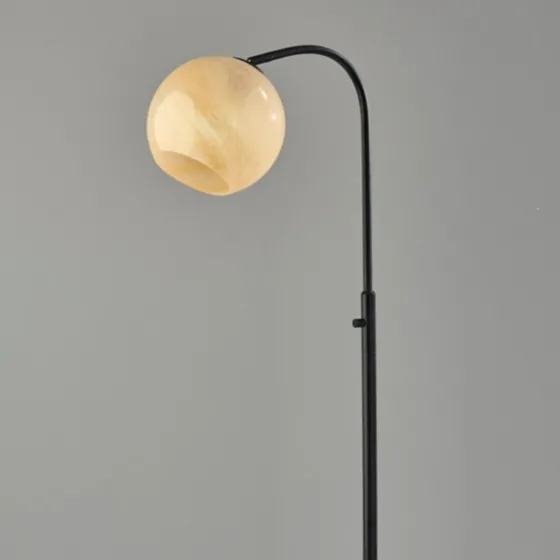 Black Metal And Frosted Glass Globe Floor Lamp-Kirkland's Home Outlet