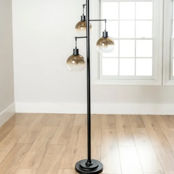 Black Metal And Glass 3-Arm Floor Lamp-Kirkland's Home Hot