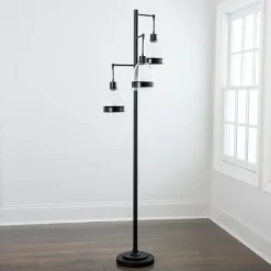 Black Metal And Glass Globe 3-Arm Floor Lamp-Kirkland's Home Discount