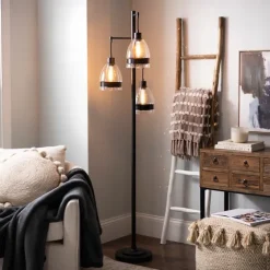 Black Metal And Glass Globe 3-Arm Floor Lamp-Kirkland's Home Discount