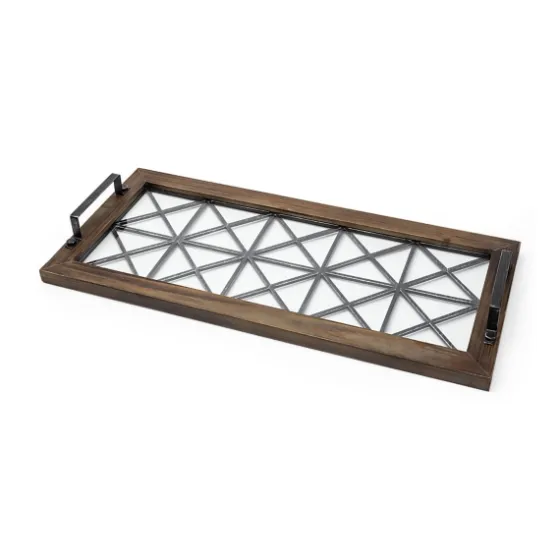 Black Metal And Glass Tray-Kirkland's Home Clearance