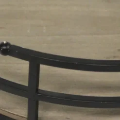 Black Metal And Light Wooden Stained Tray-Kirkland's Home Store