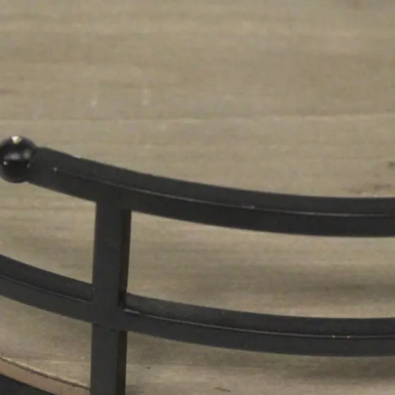 Black Metal And Light Wooden Stained Tray-Kirkland's Home Store