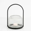 Black Metal And Rippled Glass Lantern-Kirkland's Home Cheap