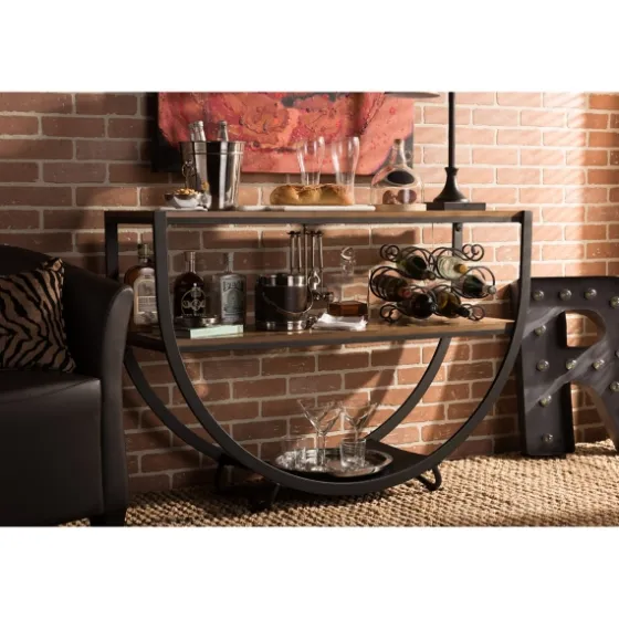 Black Metal And Rustic Wood Modern Console Table-Kirkland's Home Best
