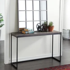 Black Metal And Wood Contemporary Console Table-Kirkland's Home Online