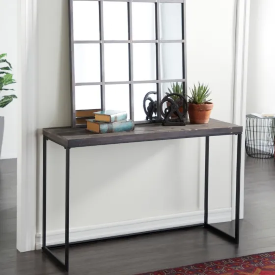 Black Metal And Wood Contemporary Console Table-Kirkland's Home Online