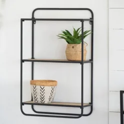 Black Metal And Wood 3-Tier Wall Shelf-Kirkland's Home Cheap