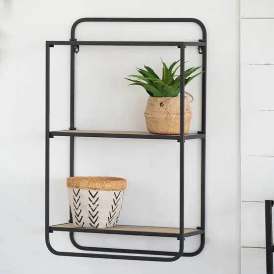 Black Metal And Wood 3-Tier Wall Shelf-Kirkland's Home Cheap