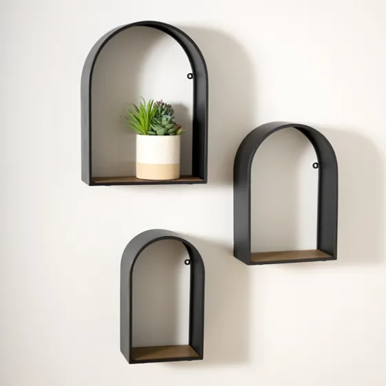 Black Metal Arch Shelves, Set Of 3-Kirkland's Home New