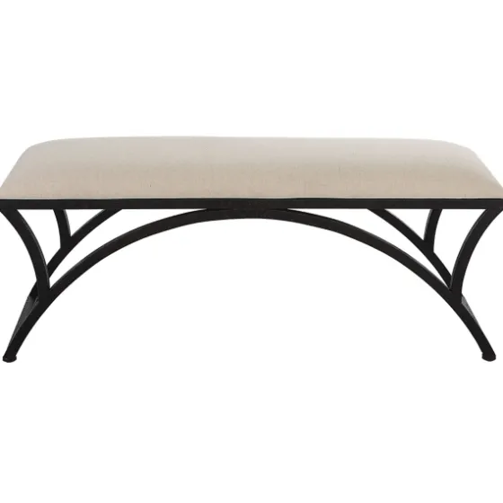 Black Metal Arched Frame Upholstered Bench-Kirkland's Home Clearance