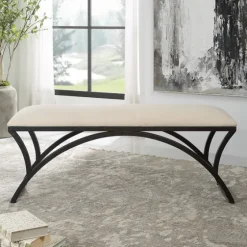 Black Metal Arched Frame Upholstered Bench-Kirkland's Home Clearance
