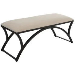 Black Metal Arched Frame Upholstered Bench-Kirkland's Home Clearance