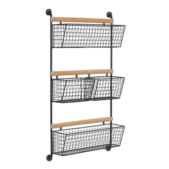 Black Metal 4-Basket Wall Shelf-Kirkland's Home Best Sale