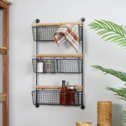 Black Metal 4-Basket Wall Shelf-Kirkland's Home Best Sale