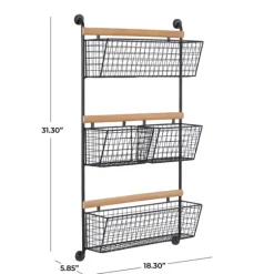 Black Metal 4-Basket Wall Shelf-Kirkland's Home Best Sale