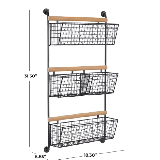 Black Metal 4-Basket Wall Shelf-Kirkland's Home Best Sale