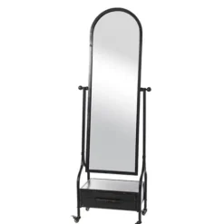 Black Metal Cheval Frame Mirror With Drawer-Kirkland's Home Clearance
