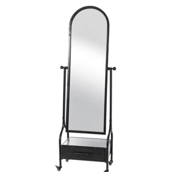 Black Metal Cheval Frame Mirror With Drawer-Kirkland's Home Clearance
