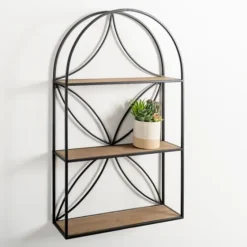 Black Metal Flower Frame 3-Tier Wall Shelf-Kirkland's Home Cheap