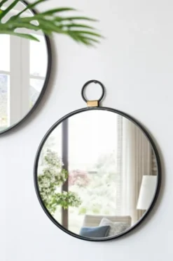 Black Metal Frame Round Loop Wall Mirror-Kirkland's Home Fashion