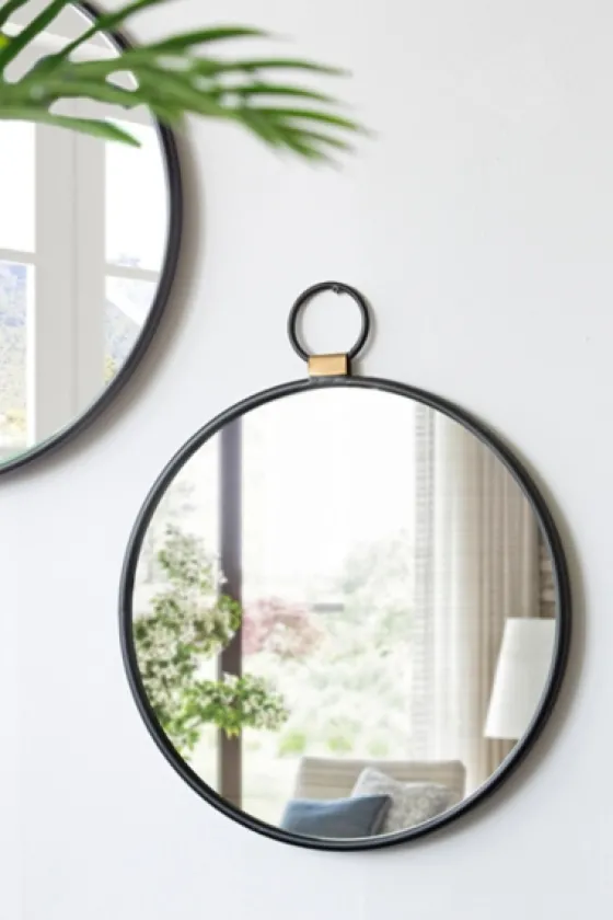 Black Metal Frame Round Loop Wall Mirror-Kirkland's Home Fashion