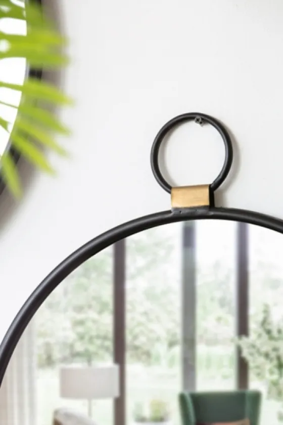 Black Metal Frame Round Loop Wall Mirror-Kirkland's Home Fashion